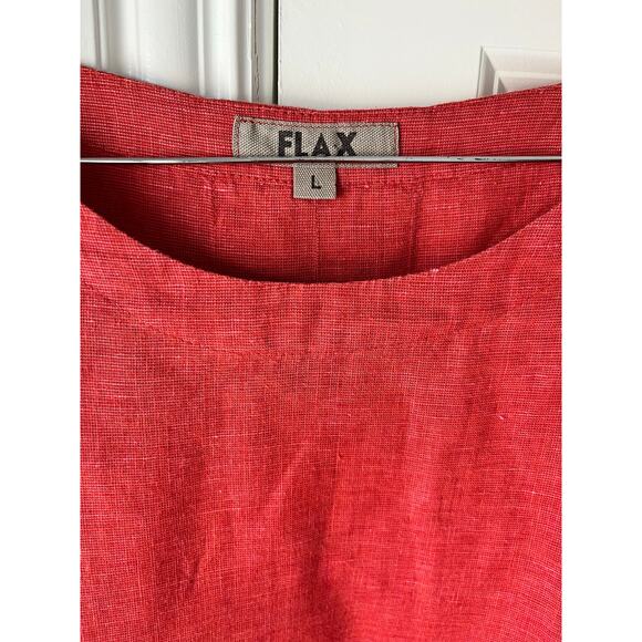 FLAX Womens 100% Linen Short Sleeve Brick Red Oversized Top Blouse | Size Large - Picture 2 of 6